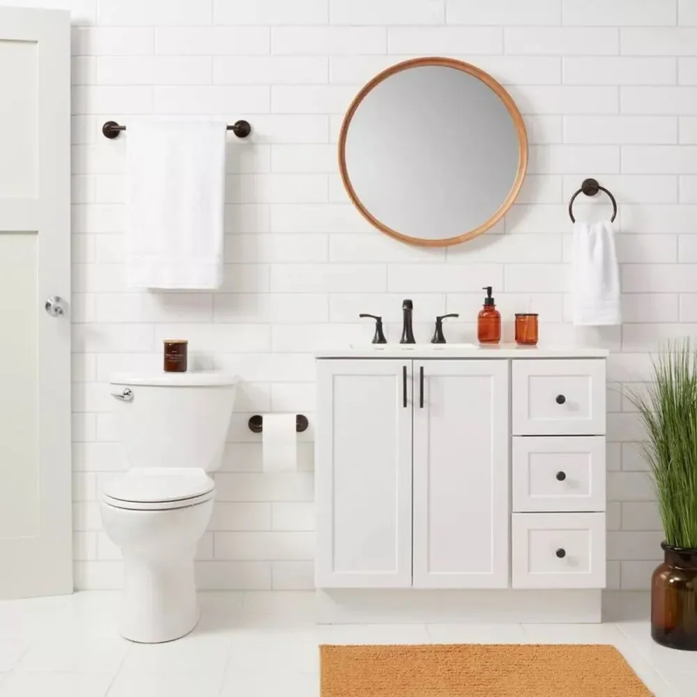 Threshold Minimalist 3-Piece Bath Hardware Set Towel Ring Bar Tissue Holder